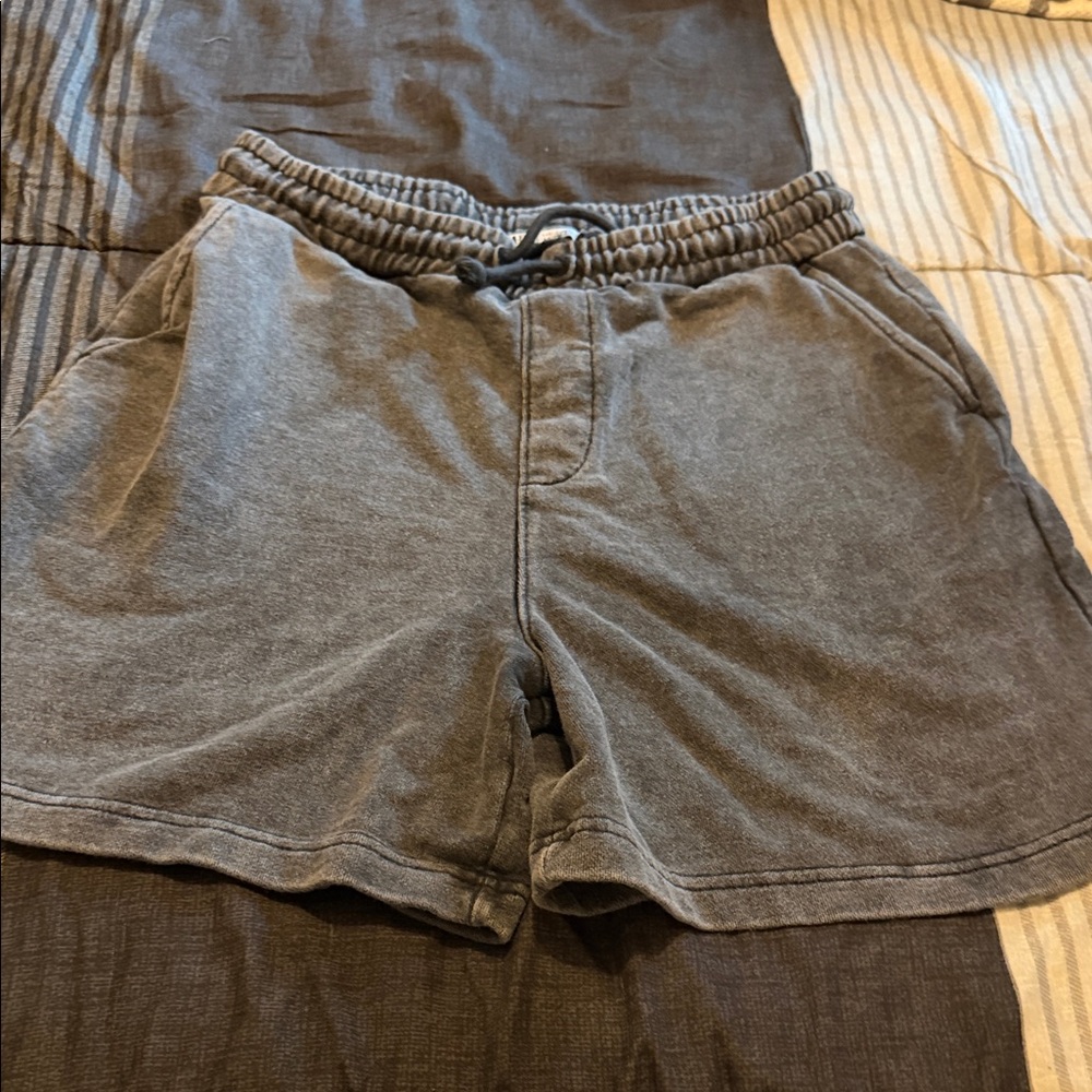 Zara Gray Casual Drawstring Shorts